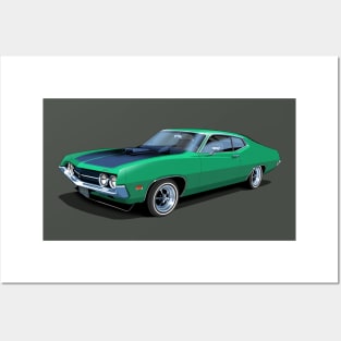1970 Ford Torino Cobra Jet in grabber green Posters and Art